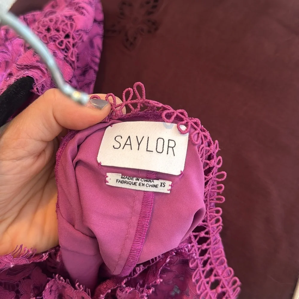 Saylor Stunning Fuschia Elegant Pink Lace Dress - Picture 5 of 11